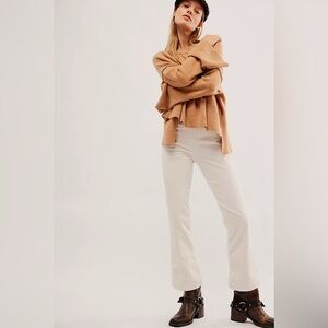 NWT FREE PEOPLE In My Feelings Velvet Crop Slim Flare Pants White Size Large